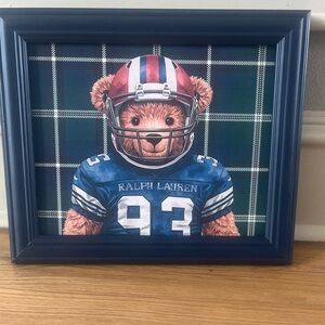 Polo Bear Ralph Lauren Football Aesthetic Custom Navy Blue Matte Framed Print